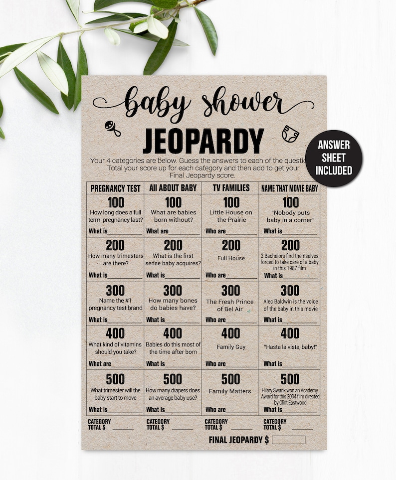 Baby Shower Jeopardy / Jeopardy / Baby Shower Game / Baby Etsy