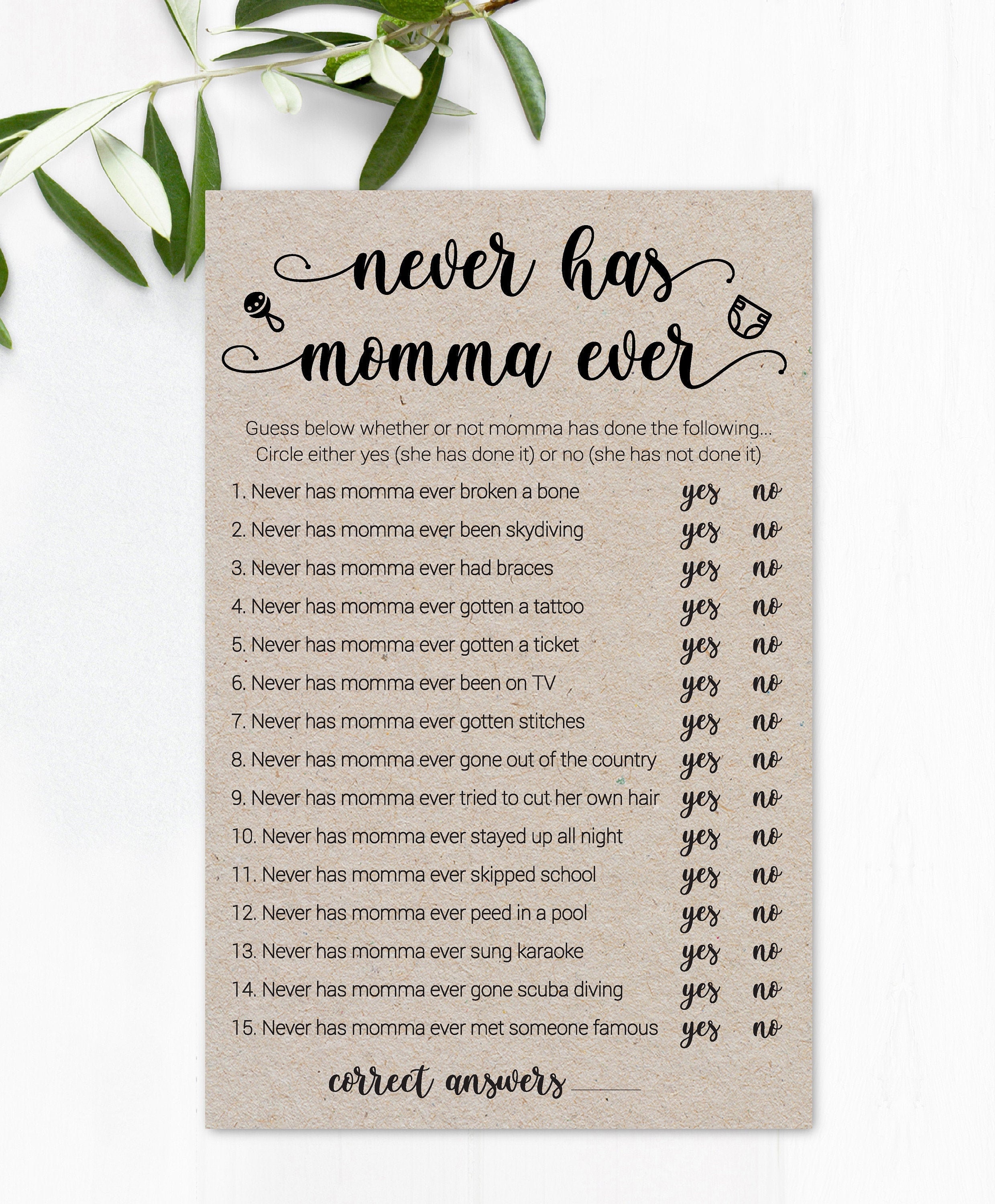 Printable Never Have - Etsy