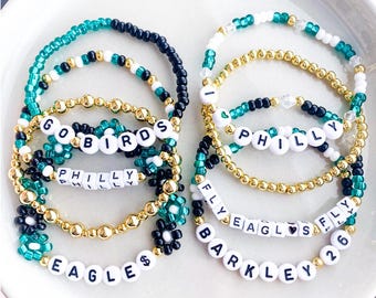 Philadelphia Bracelets Philly Football Bracelets Eagles Inspired Bracelets Philadelphia Eagles Bracelets Eagles Merch Beaded Bracelets
