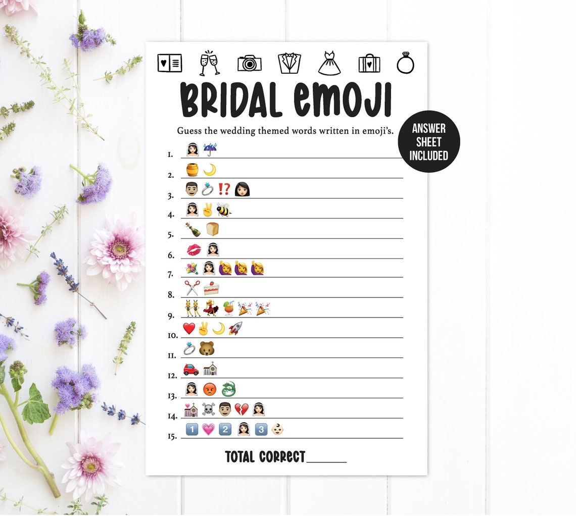 Bridal Emoji Pictionary / Bridal Shower Game / Bridal Shower Games