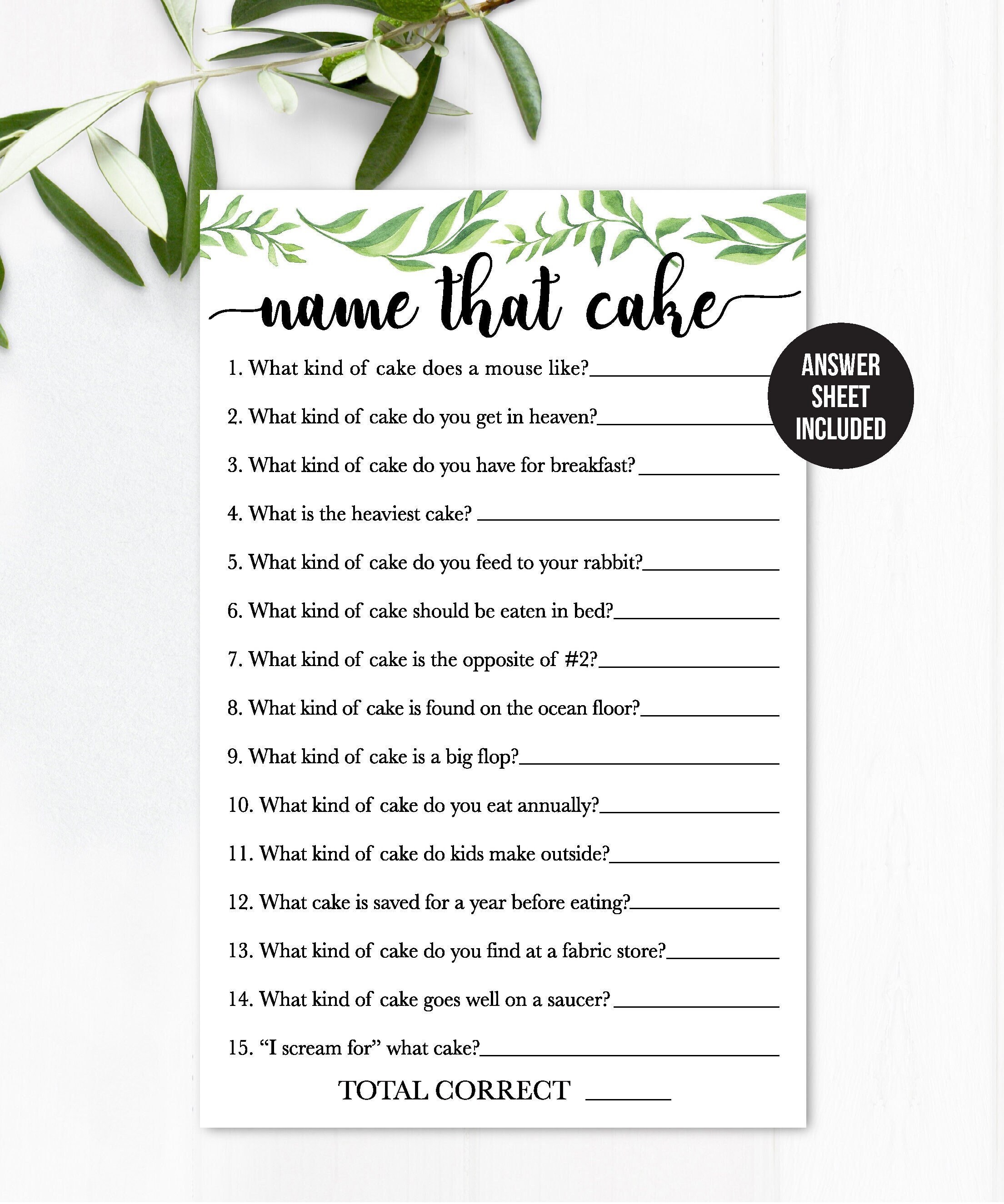 Name That Cake / Bridal Shower Games / Bridal Shower Cake Game / Which