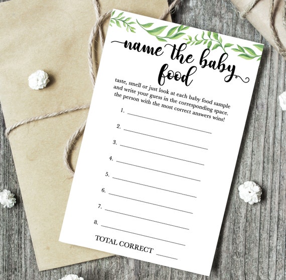 Instant Download Name The Baby Food Game Baby Shower Games Etsy