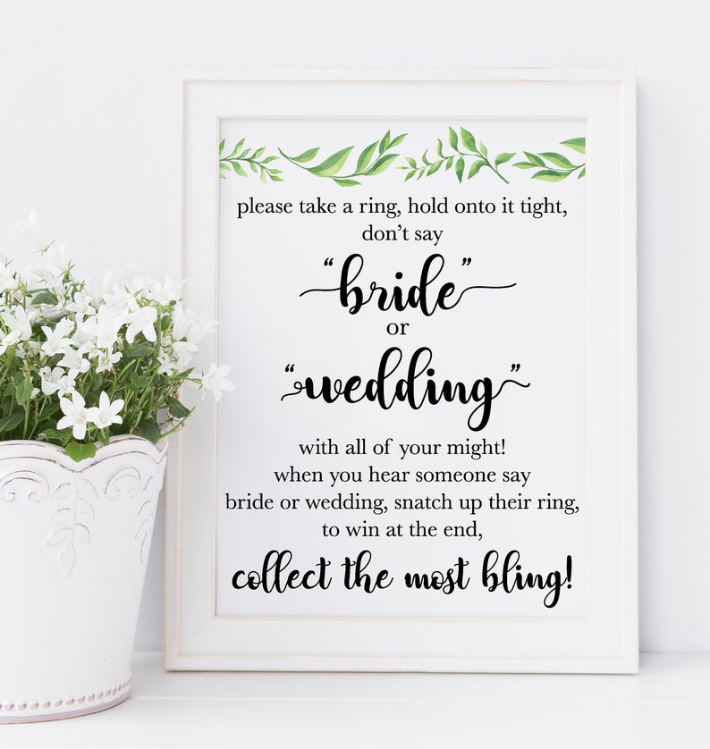 Dont Say Bride or Wedding Game / Put a Ring on It Game / Dont Say Bride ...