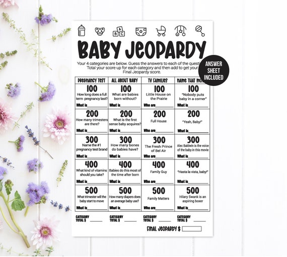 Baby Shower Jeopardy Baby Shower Trivia Baby Shower Game Etsy