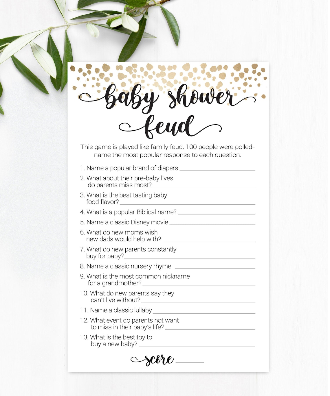 Baby Shower Feud / Baby Family Feud Game / Family Feud Game / Baby
