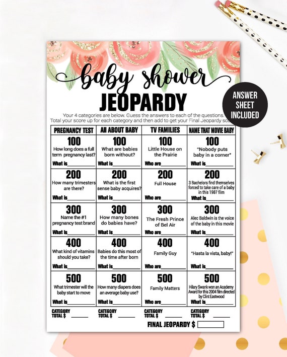 Baby Shower Jeopardy / Shower Trivia / Baby Trivia Game - Etsy