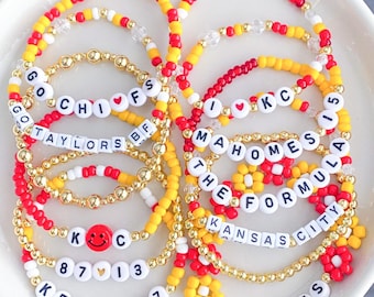Kansas City Bracelets KC Football Bracelets Chiefs Inspired Bracelets Chiefs Bracelets Chiefs Merch Kansas City Chiefs Beaded Bracelets KC