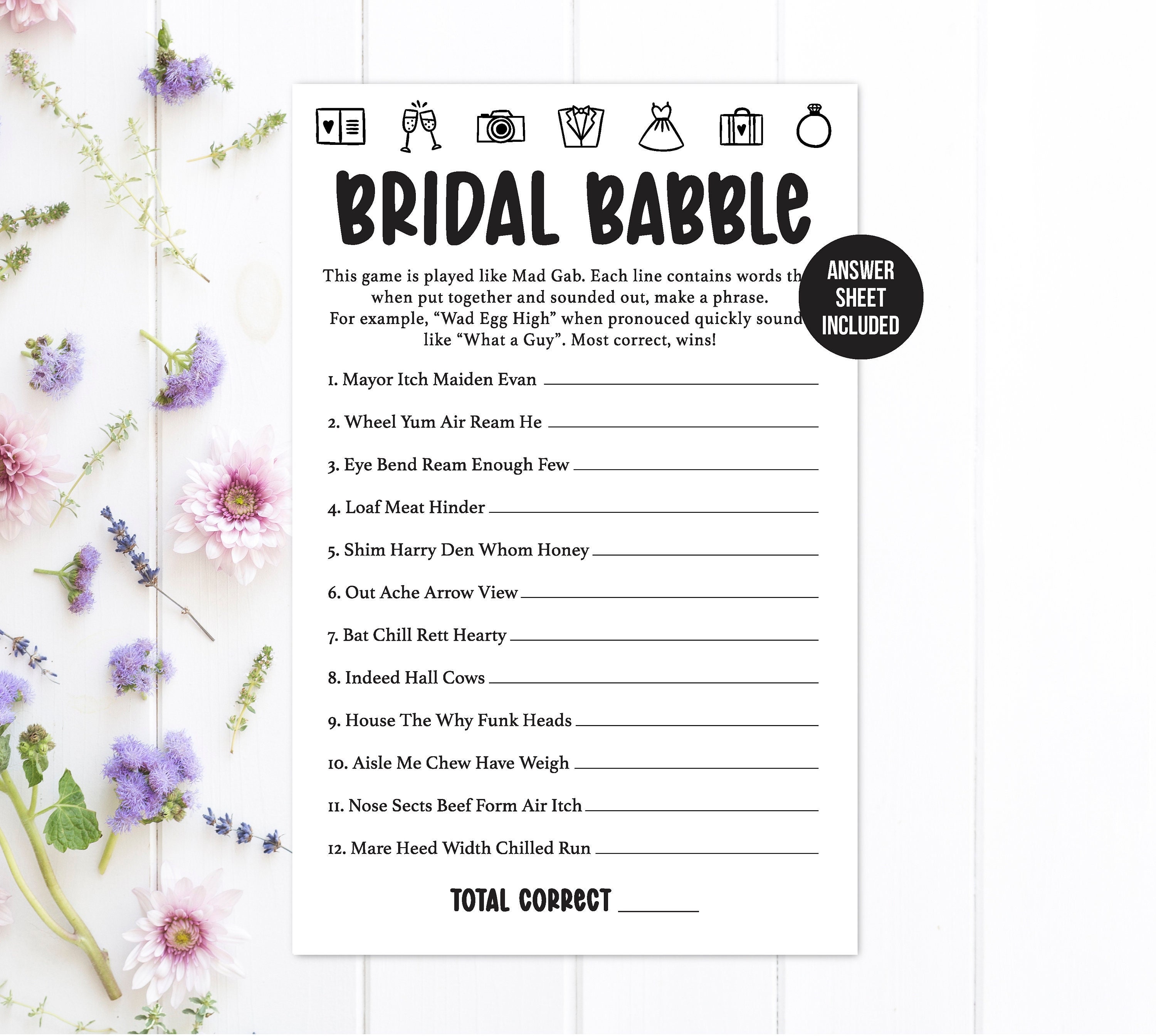 Bridal Shower Mad Gab Bridal Shower Games Bridal Shower Mad Libs Bridal ...