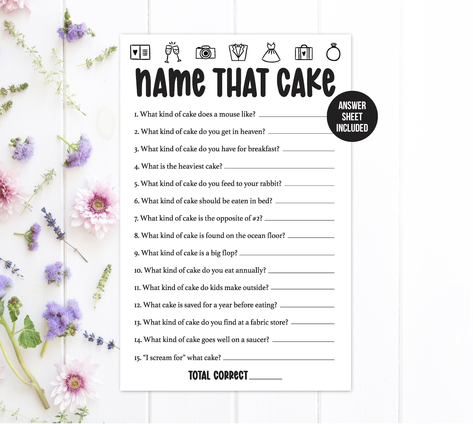Name That Cake Game / Bridal Shower Game / Bridal Shower Games / Name That Cake / What Kind of