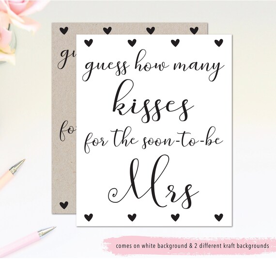 Guess How Many Kisses Game How Many Kisses For The Mrs Etsy