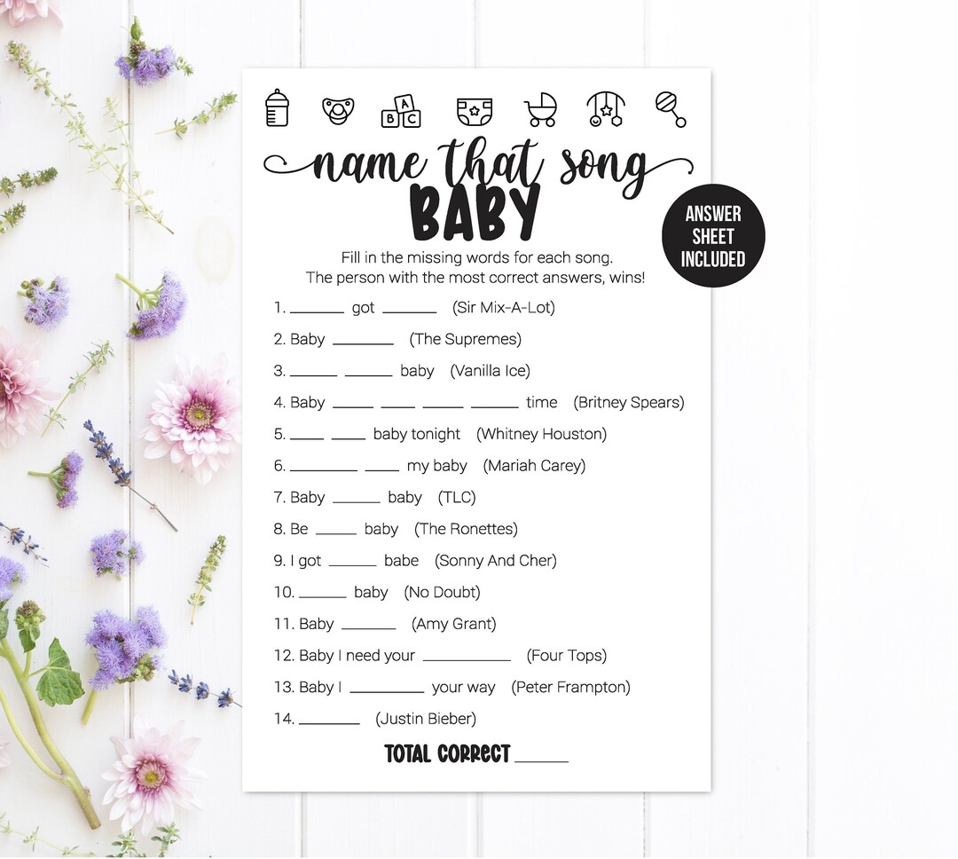 Name That Baby Song, Name That Baby Tune, Guessing Game, Baby Shower ...