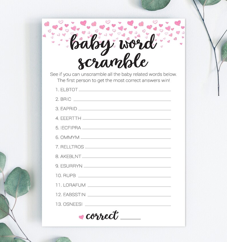 Baby Word Scramble Game, Baby Scrambled Word Game, Scrambled Baby ...