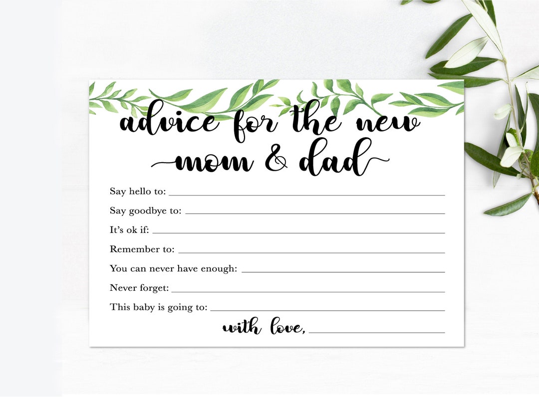 Advice Cards for Mom and Dad / Baby Shower Advice Cards / Greenery Baby