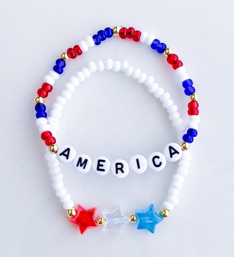 USA 250 Bracelets 250th Birthday USA Bracelets Red White and Blue Bracelets USA Jewelry Patriotic Bracelets 4th of July Bracelet Freedom 250 image 4