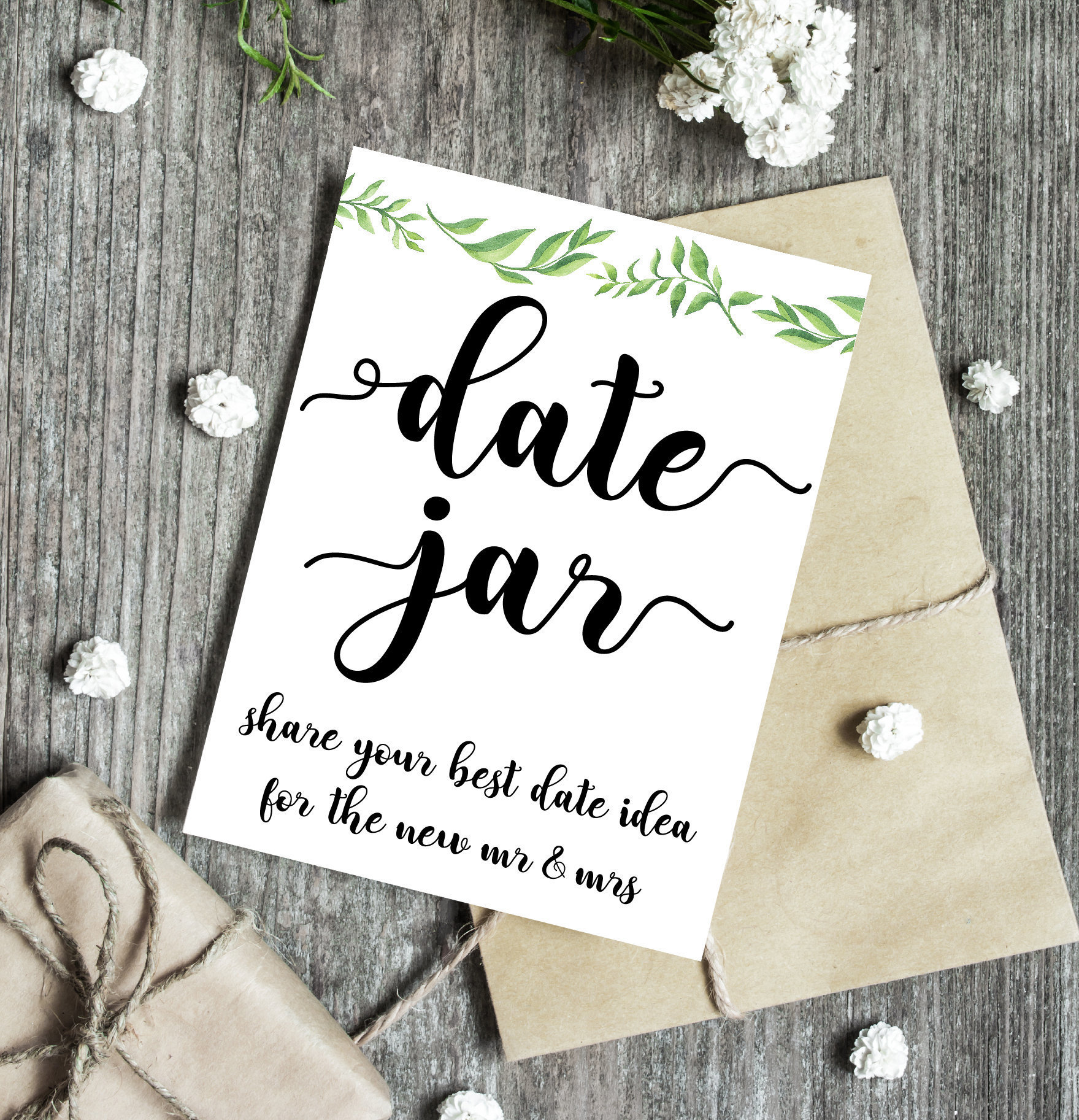 Date Night Jar / Bridal Shower Games / Date Night Idea Cards / Date