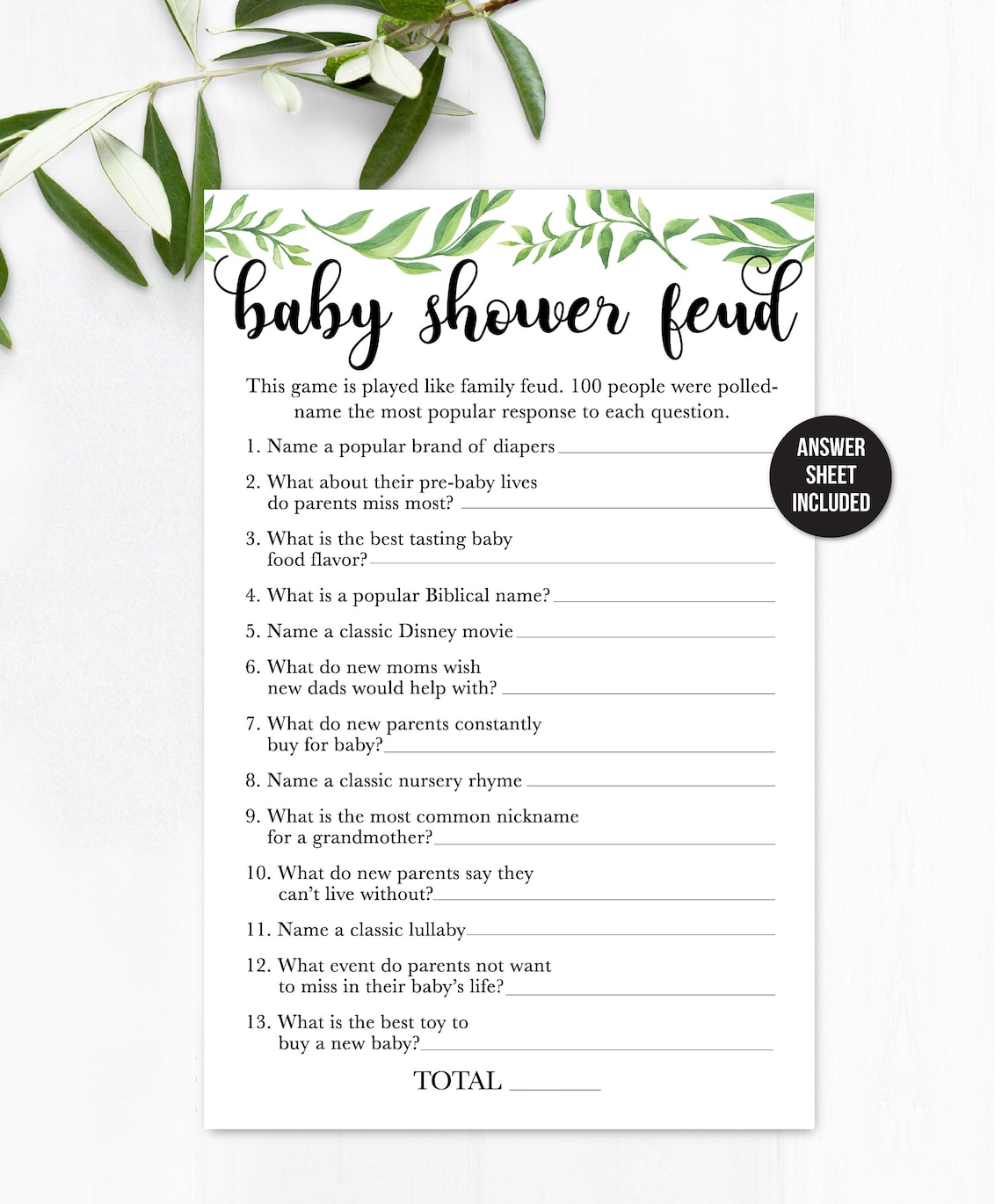 family feud baby shower