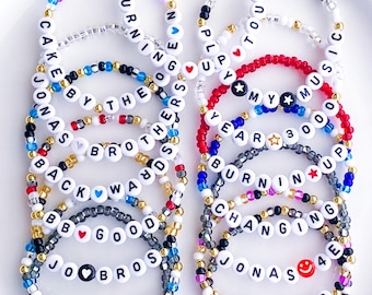 Gira Burning Up All Over Again Pulseras inspiradas en los Jonas Brothers Concierto de los Jonas Brothers Jonas Brothers Jo Bros Pulseras de los Jonas Concierto