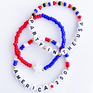USA 250 Bracelets 250th Birthday USA Bracelets Red White and Blue Bracelets USA Jewelry Patriotic Bracelets 4th of July Bracelet Freedom 250 image 5