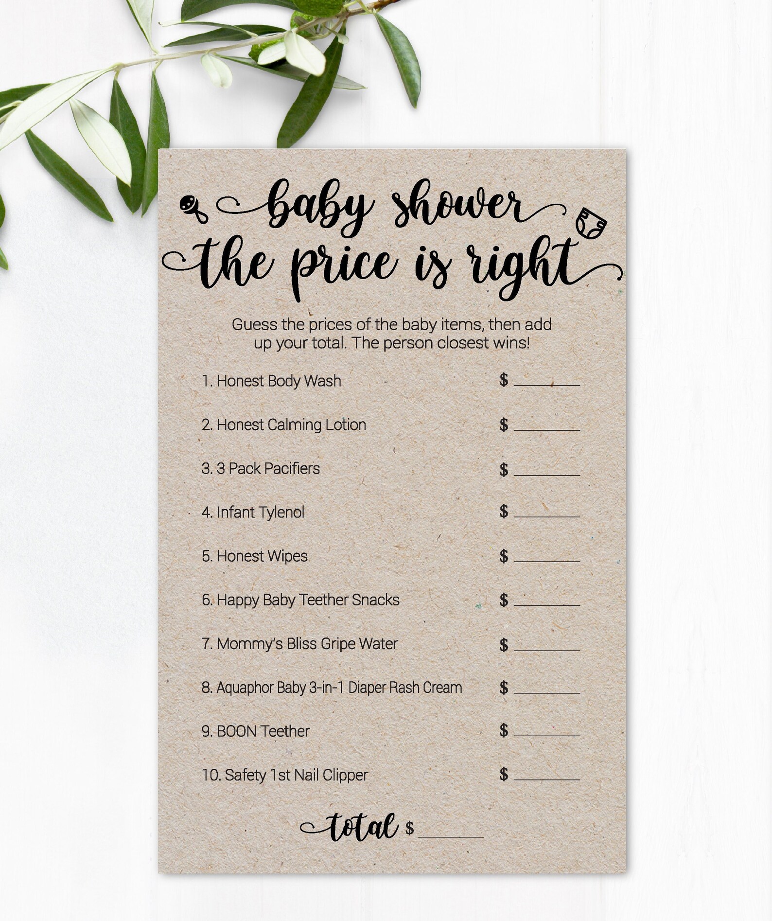 Price is Right / Baby Shower Price is Right / Baby Price is Right Game ...