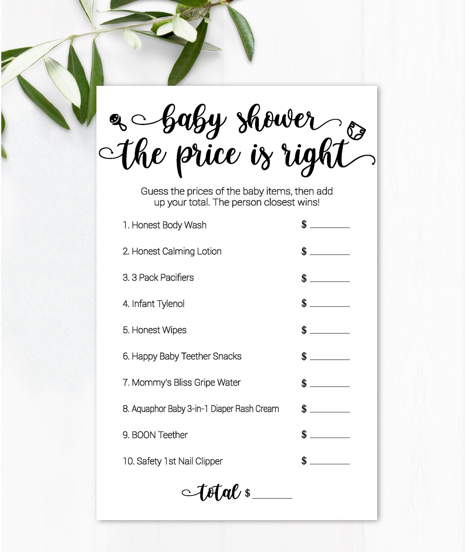Price is Right / Baby Shower Price is Right / Baby Price is Right Game