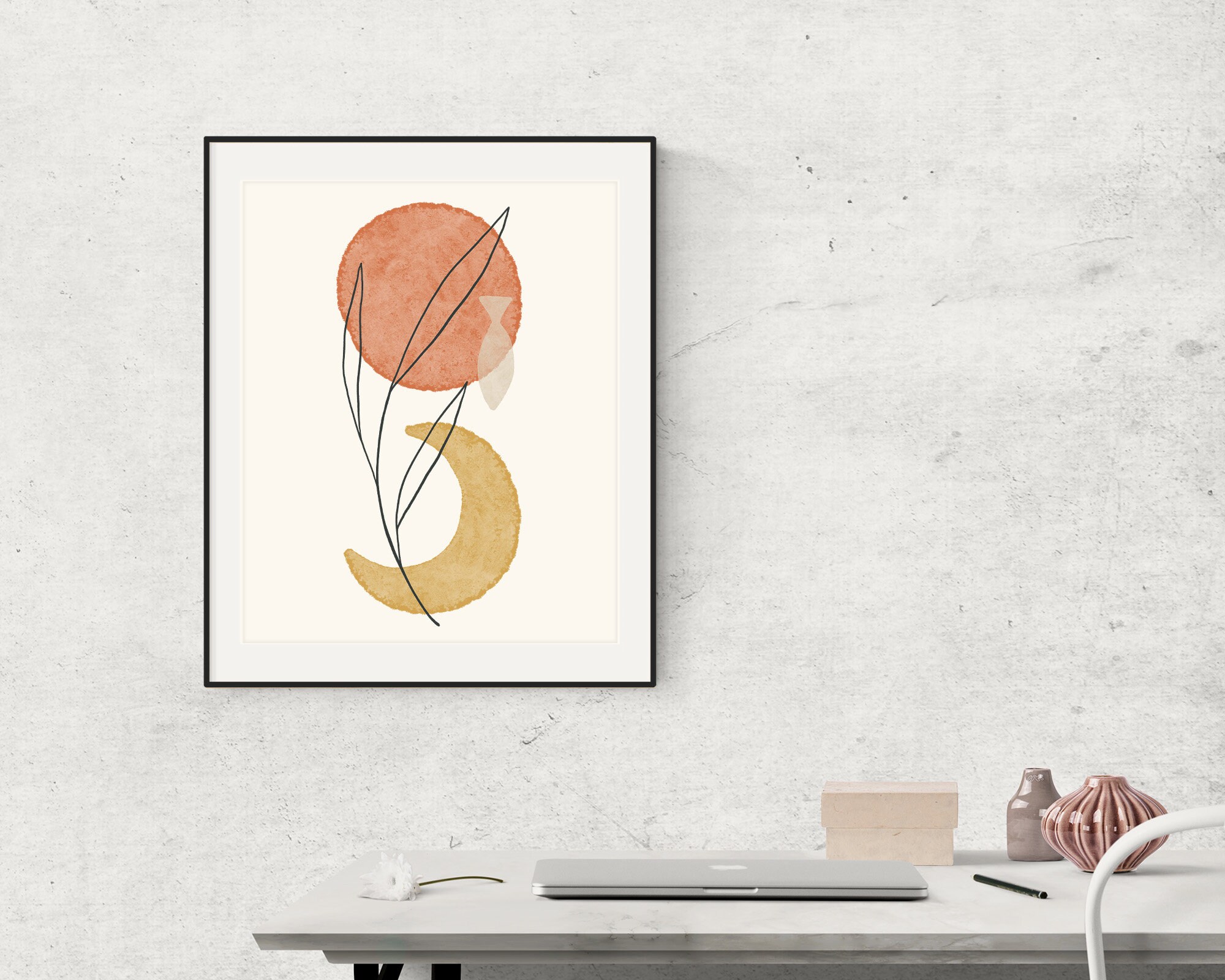 Boho Printable Wall Art, Earthy Beige Boho Decor, Abstract Art Print ...