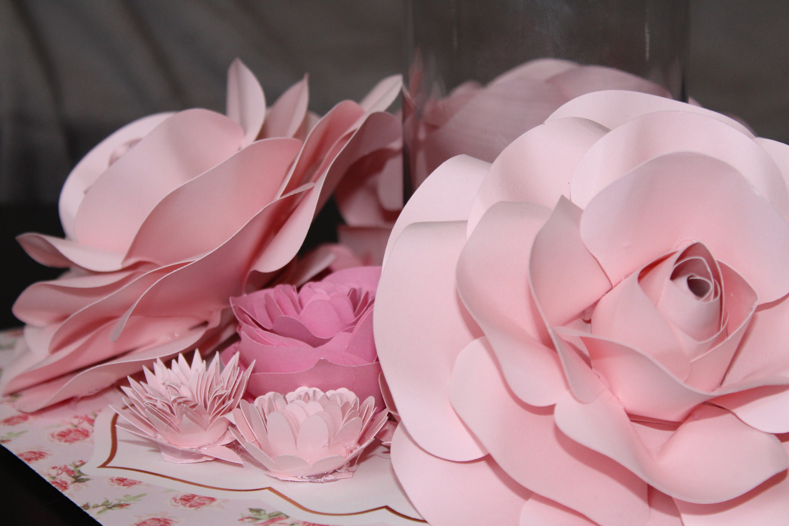 Handmade Paper Rose Centerpiece with Vase Light Pink Wedding/Baby ...