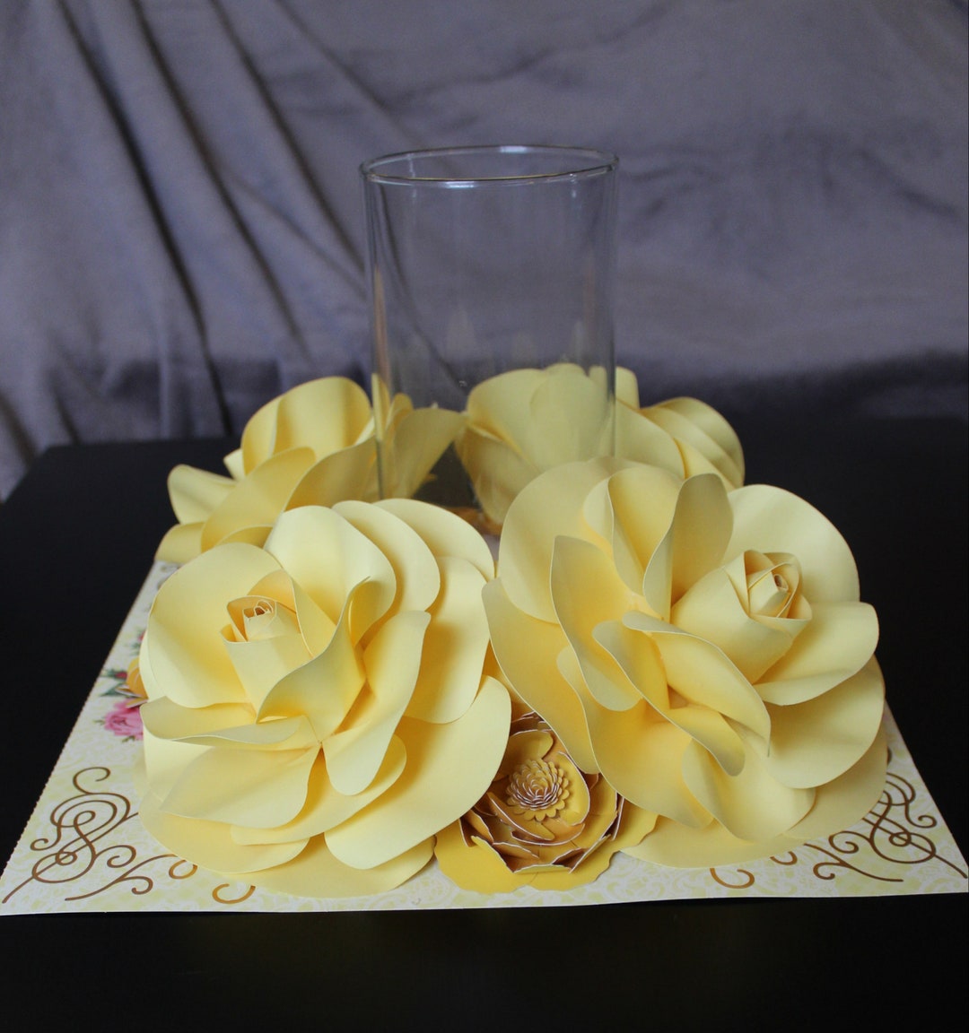 Handmade Paper Rose Centerpiece With Vase Butter Yellow Wedding/baby ...