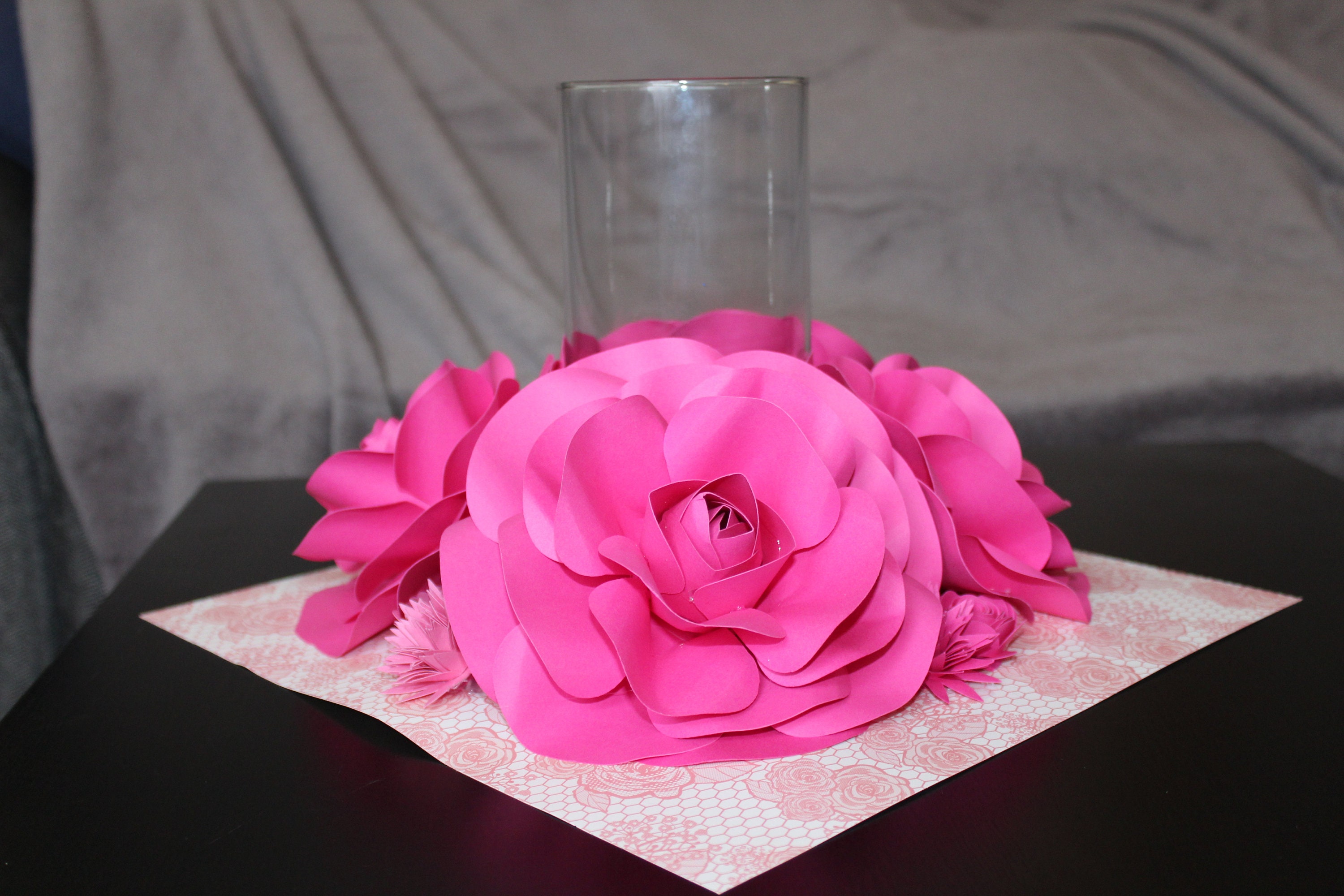 Handmade Paper Rose Centerpiece With Vase Pink - Etsy