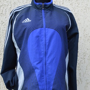 Veste ADIDAS vintage Veste zippée ADIDAS de survêtement ADIDAS bleu coupe-vent Activewear Veste de survêtement rétro Adidas coupe-vent survêtement