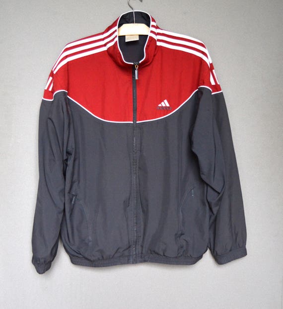 grey and red adidas jacket