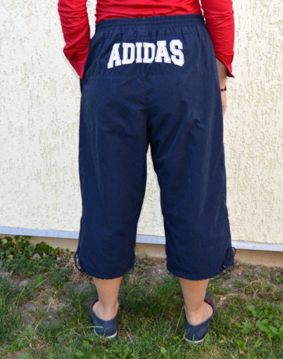 Vintage Adidas Pants 90s Blue Trousers Adidas Capr