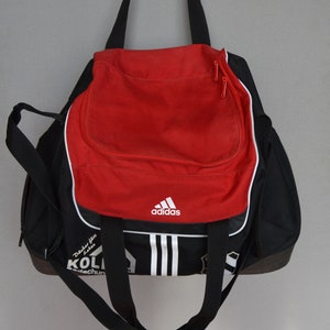 Vintage Adidas Bag Duffle Bag Retro Gym Bag ADIDAS Large Sport Bag Duffel Gym Bag Hipster Bag Large Black Red ADIDAS heavy sport Bag image 9