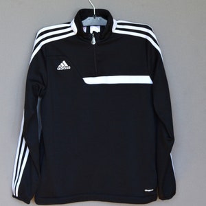 Vintage 90&#39;s Adidas Zip Up Jacket Adidas Kids Jacket Black Jumper 3 Stripes Light Weight  Old Sport Tracksuit Jacket Zipper Jumper Size 152