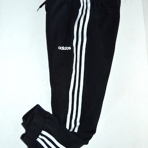 Vintage Adidas Black Track Pants Adidas Youth Pants Kids Black Sports Athletic Pants Trousers Sportwear Pants Kids Size US M , D 152, UK 12