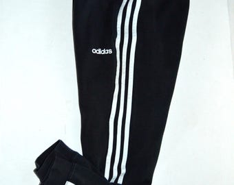 Vintage Adidas Black Track Pants Adidas Youth Pants Kids Black Sports Athletic Pants Trousers Sportwear Pants Kids Size US M , D 152, UK 12