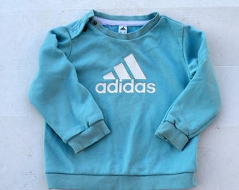 Vintage Kleinkind Adidas Sweatshirt Adidas Kinder Hellblaue 3 Streifen Pullover Größe 80 cm