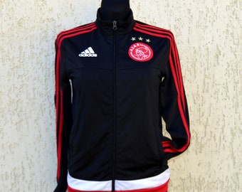 Adidas Track Jacket Red Black White Tracksuit Vintage Zip Up Sports Windbreaker AJAX FC Sportwear Jacket Small size