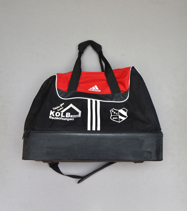 Vintage Adidas Bag Duffle Bag Retro Gym Bag ADIDAS Large Sport Bag Duffel Gym Bag Hipster Bag Large Black Red ADIDAS heavy sport Bag image 1