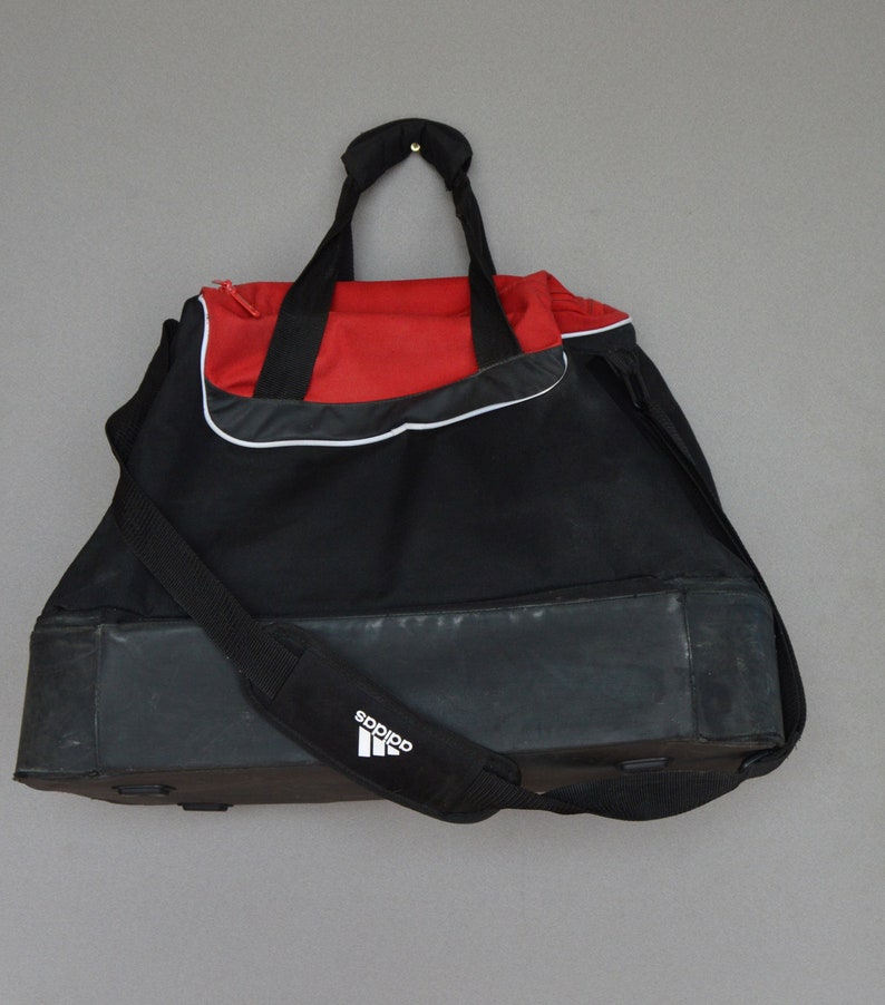 Vintage Adidas Bag Duffle Bag Retro Gym Bag ADIDAS Large Sport Bag Duffel Gym Bag Hipster Bag Large Black Red ADIDAS heavy sport Bag image 6