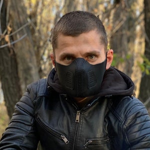 Leather Face mask with Filter pockets Handmade Designer Fashion face mask for adults Futuristic Dust mask Leather Mouth Cover face mask