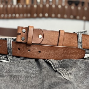 Personalized Leather Belt Without Buckle Replacement Strip Strap Wide 1 to 2 inches or 2,5cm to 5 cm 1" 1 1/8" 1 3/8" 1 1/2" 1,5" 1 3/4" 2"