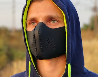 Leather Face mask Handmade Designer Fashion face mask for adults Futuristic Dust mask Leather Mouth Cover face mask fsce mask
