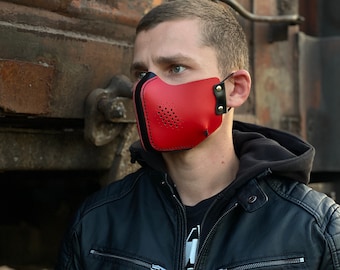 Leder Gesichtsmaske Handmade Designer Fashion Gesichtsmaske für Erwachsene Futuristische Staubmaske Leder Mundbedeckung Gesichtsmaske Fsce Maske