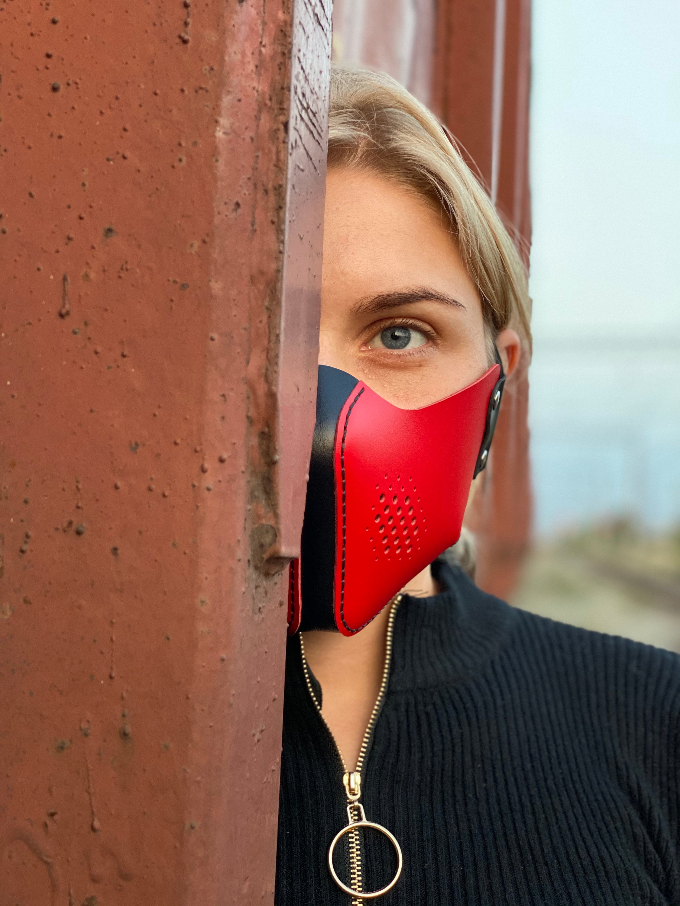 Leder Gesichtsmaske Handmade Designer Fashion Gesichtsmaske für Erwachsene Futuristische Staubmaske Leder Mundbedeckung Gesichtsmaske Fsce Maske