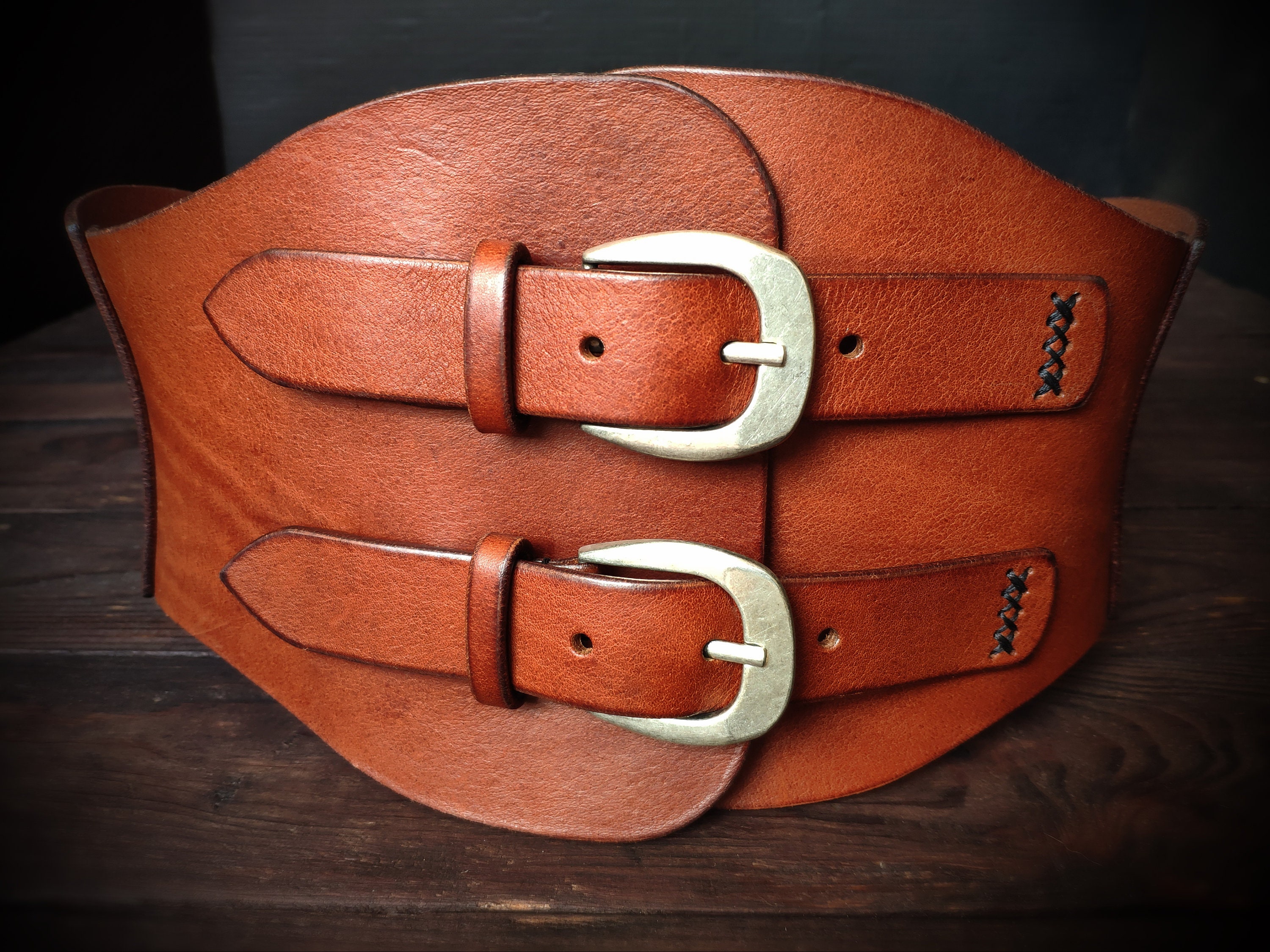 Leather Corset Belt Wide Waist Belt Womens Western Belt Rustic