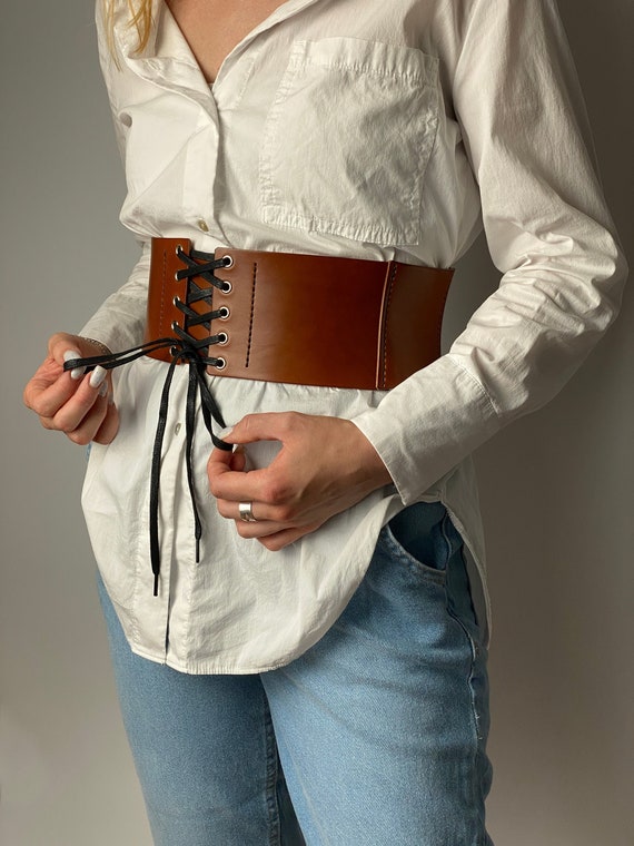 Leather Wide Belt, Corset Belt, Womens Belt, Western Belt, Rustic