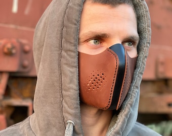 Leather Face mask Handmade Designer Fashion face mask for adults Futuristic Dust mask Leather Mouth Cover face mask fsce mask