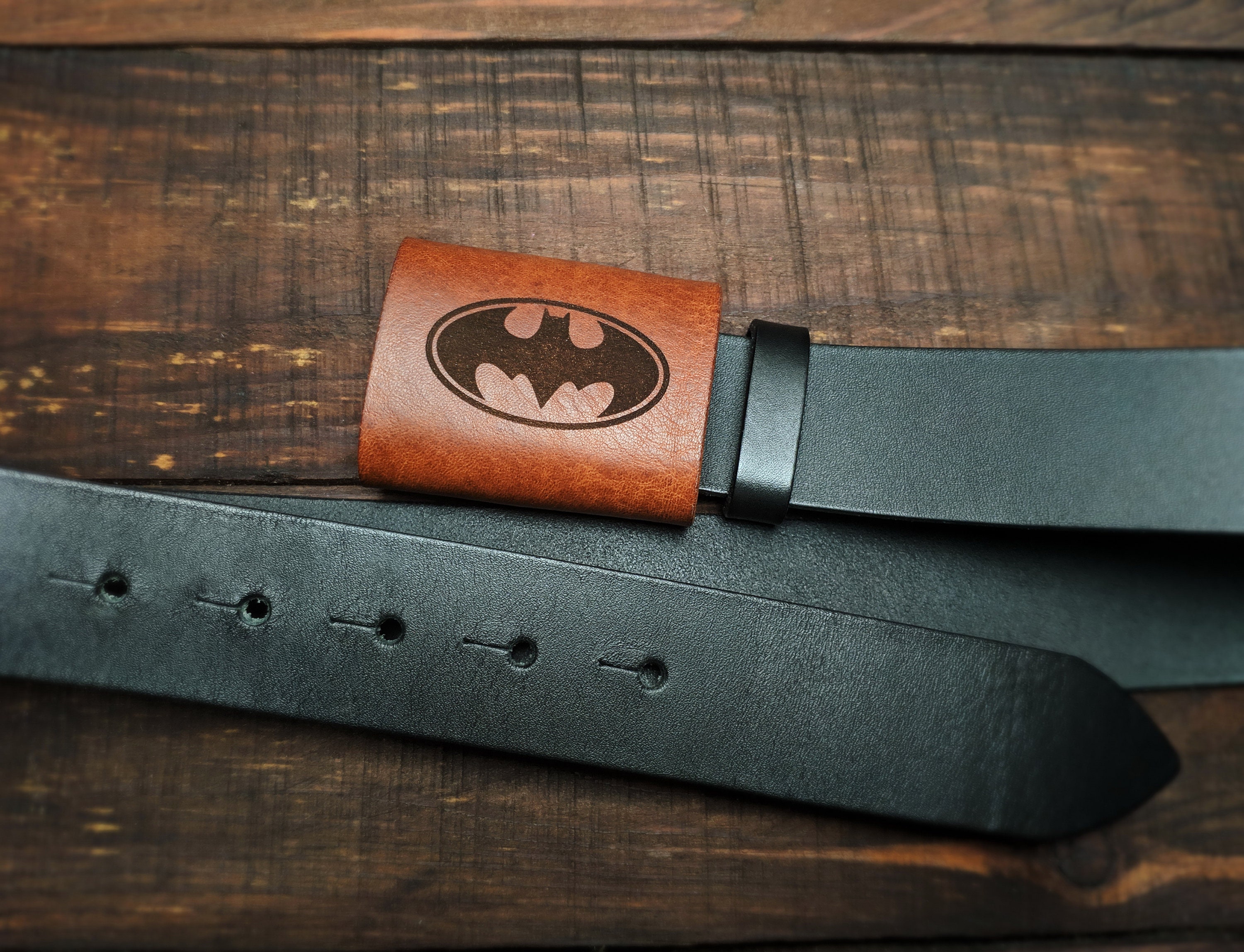 Personalized Leather Batman Belt with Leather Buckle for Men Etsy