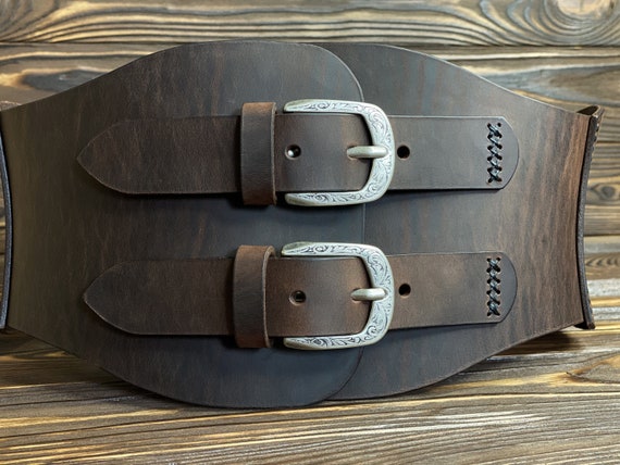 Leather Corset Belt Wide Waist Belt Womens Western Belt Rustic