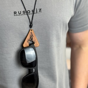 レザー製サングラスホルダーネックレス、首掛けメガネホルダー、メガネループランヤード
